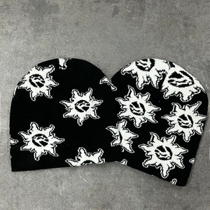 Tùy Chỉnh Thiết Kế Đồ Họa In Jacquard Hình Ảnh Dệt Kim Beanies Thời Trang Phố Skull Mũ Đen Y2K Người Đàn Ông Phụ Nữ Có Thể Đảo Ngược Beanie - Product Image 1