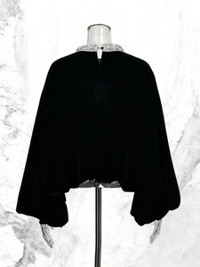 A11209 Camicetta da <span class=keywords><strong>Donna</strong></span> in Raso <span class=keywords><strong>Marrone</strong></span>: Top con Collo Alto e Maniche a Sbuffo Decorato con Cristalli - Elegante Abbigliamento da Ufficio/Cocktail - Product Image 6