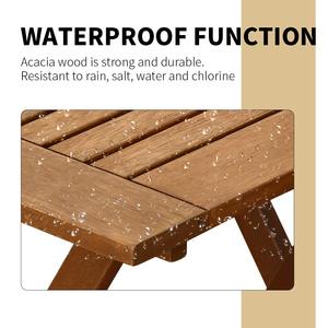Ensemble bistrot pliant 3 pièces en bois d'acacia, ensemble <span class=keywords><strong>table</strong></span> et chaises <span class=keywords><strong>de</strong></span> bistrot d'extérieur avec 2 chaises et <span class=keywords><strong>table</strong></span> carrée pour la plage - Product Image 5