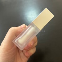 Tube de gloss à lèvres carré givré de 8 ml avec logo personnalisé ISMAN, grand applicateur, emballage vide pour gloss à lèvres, bouchon rose doré, argenté, blanc, noir