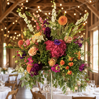 Décorations de table de mariage 50 cm 60 cm 70 cm 80 cm, arrangement floral de roses, verdure, boule de fleurs orange et violette, centres de table de mariage