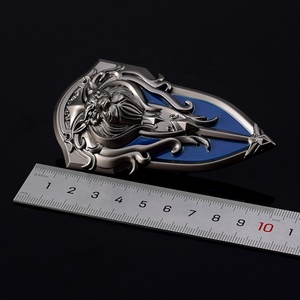 Personnage <span class=keywords><strong>de</strong></span> <span class=keywords><strong>Warcraft</strong></span> <span class=keywords><strong>de</strong></span> <span class=keywords><strong>jeu</strong></span> ouvert complet équipé d'un bouclier Blue Lion Head Metal crafts decoration gift factory en stock - Product Image 4