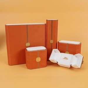 Boîte à bijoux en cuir personnalisée Sifoo, boîte d'emballage de luxe haut de gamme pour bagues et pendentifs, boîte à bijoux <span class=keywords><strong>orange</strong></span> à double entrée - Product Image 1