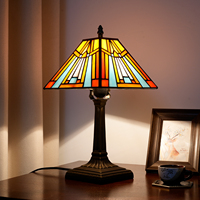 Lampe de table LED en verre teinté brun ambré style mission, vintage, pour bureau, hôtel, chambre, salon, lampe de table en métal