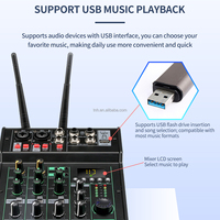 Console de mixage professionnelle miniature TNH XM458 4 canaux avec amplificateur intégré, égaliseur, mixeur audio avec 2 micros sans fil pour karaoké