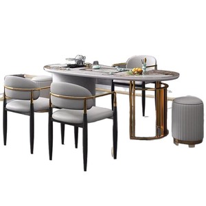 Marble Tea <b>Table</b> <b>Set</b> With Gold Legs <b>And</b> <b>Stools</b> For Modern Home Coffee <b>Table</b> Use - Product Image 4