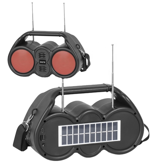 DG76 Solar Energy System Portable Big Size Wireless BT Speaker FM Radio/TF/USB Stereo Bass Woofer Outdoor Blue-tooth Speaker