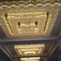 Plafond en verre moderne doré villa européenne de luxe k9 cristal pendentif éclairage hôtel mariage lustre suspendu lampe de luxe