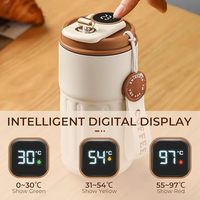 Mug thermique en acier inoxydable de 450 ml pour la maison, les voyages et le bureau, avec indicateur de température pour l'eau chaude, le café et le thé