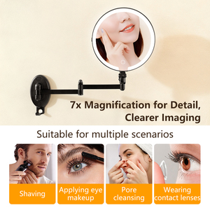 Espejo de Pared con Brazo Articulado de Doble Cara con Aumento de 1X/7X, Espejo Extensible para Baño para Afeitar - Product Image 4