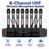 Ensemble de microphones sans fil UHF professionnels à 8 canaux avec récepteur sur rack, signal stable pour karaoké et spectacles sur scène