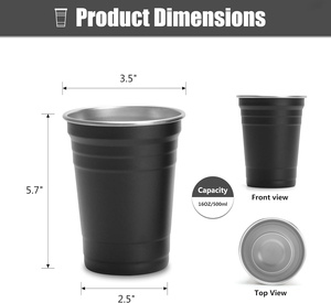 Vaso de Cerveza de Aluminio de 16 oz con Logotipo Personalizado al por Mayor, Vaso de Fiesta Reciclable para Campamento, Taza Desechable con Color Personalizado - Product Image 2
