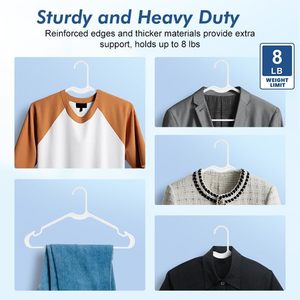 <b>White</b> Plastic Hangers Slim Non-Slip with Extended Notch Space Saving Modern Hook Type Clothing Organizer - Product Image 3