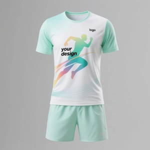 100% Polyester Dryfit Printed Sportswear Set Unisex <b>Short</b> Sleeve Quick Dry Performance Breathable Sports Set - Product Image 5