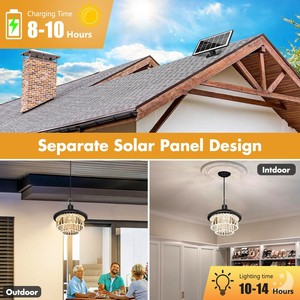 Luminaire Suspendu Solaire YISHANG en Cristal 6W avec Télécommande, Lustre Extérieur/Intérieur avec Panneau Solaire - Product Image 3