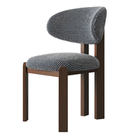 Chaise de salle à manger rembourrée de style mi-siècle, pieds en bois massif, dossier en tissu, style rétro français, luxe léger, pour la maison et les restaurants