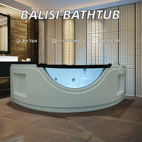 BALISI Baignoire à remous d'angle ovale en acrylique blanc moderne 2 personnes Bain à remous extérieur autoportant Egouttoir de massage d'air pour hôtels