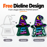 Sac en plastique refermable de qualité alimentaire pour Halloween, avec logo imprimé UV personnalisé, sac en Mylar découpé, pour bonbons, biscuits, lait holographique
