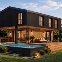 Maison en acier solaire étanche pour bureau d'urgence, villa 3 chambres, norme EN, avec abri pour voiture, rapport de test des matériaux inclus