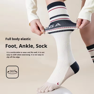 Women's Five-Toe Sports Compression <b>Socks</b> – Non-Slip Crew Cuff Knitted <b>Long</b> Elastic Calf Fitness Casual Yoga - Product Image 5