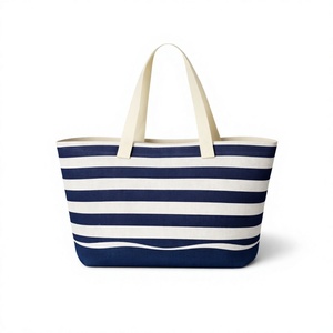 Sac fourre-tout en toile sur mesure, grand sac de plage en toile, sac à bandoulière en toile, sac en toile rayé nautique pour la gym et les voyages - Product Image 2