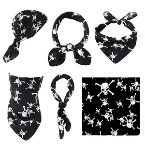 Multifunktionale quadratische Bandanas 100 % Baumwolle Cashewnose Blume Skelett Schal Hip Hop vielseitige Outdoor Sport Bandanas