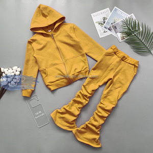 Conjunto Deportivo Casual de Invierno para Niños y Niñas, Dos Piezas, con Cierre, Sudadera con Capucha, Chaqueta, Pantalones, Leggings - Product Image 2
