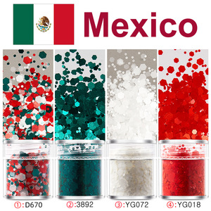 Set de Polvo Acrílico Cromado Espejo con Lentejuelas y Purpurina de Colores Mezclados para Decoración de Uñas con Diseño de Bandera de Fútbol para Fiestas - Product Image 6