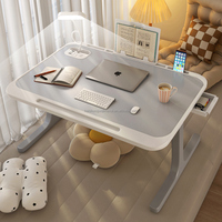 Bureau d'ordinateur portable pliable avec lampe de lecture, table d'ordinateur portable multi-usages, bureau économique pour la maison, le bureau ou la résidence universitaire