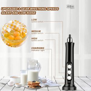 Professional Electric Milk Frother 3 Speed Levels <b>USB</b> Rechargeable Handheld Foam Maker Automatic <b>Heating</b> Stirring Household - Product Image 2