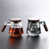 Tasse à thé moderne en verre de 450 ml avec poignée en bois, infuseur et couvercle – Ensemble de vaisselle à thé avec filtre pour une expérience de dégustation optimale
