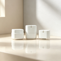 Pot à pompe sans air personnalisé avec logo, carré, blanc mat, pour baume nettoyant, sérum, beurre corporel, masque capillaire, luxe
