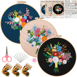 Kit de broderie personnalisé pour les amoureux, pour commencer, broderie, broderie, fleurs, bricolage, point de croix - Product Image 1