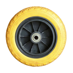 Rueda de neumático de utilidad plana de 10 pulgadas 300-6 hecha en Vietnam, rueda neumática de goma sólida para camión de mano, acero y poliuretano - Product Image 3