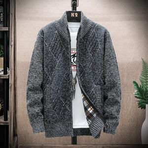2025 autunno vendita calda Cardigan da <span class=keywords><strong>uomo</strong></span> maglione con collo foderato in pile giacca taglie forti abbigliamento maschile - Product Image 2