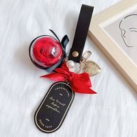 Cadeau de la Saint-Valentin Rose éternelle préservée Porte-clés Charmes pour sacs de femmes Décoration de mariage Pendentif Fleur immortelle Porte-clés en cuir