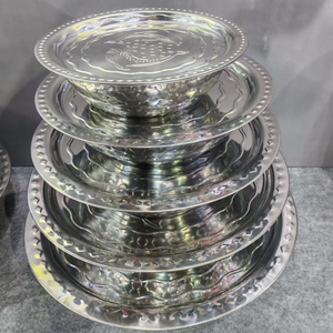 Plats Ronds de Style Africain en Acier Inoxydable de Tailles Multiples, Assiette de Dîner, Plateau de Cuisine, Ensembles d'Assiettes en Acier Inoxydable avec Couvercle - Product Image 3