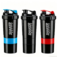 Bouteille de shaker à protéines à 3 couches avec logo personnalisé, grande capacité, pour la musculation, l'exercice, la salle de sport, mélange de poudre, bouteille d'eau