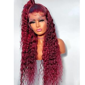 Parrucca anteriore in pizzo bordeaux 99j onda profonda 13x4 13x6 parrucca frontale in pizzo Hd 360 parrucca piena in pizzo <span class=keywords><strong>capelli</strong></span> umani <span class=keywords><strong>capelli</strong></span> brasiliani Pre pizzicati - Product Image 3