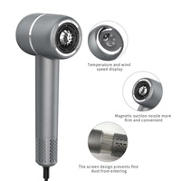 Pengering rambut ionik Motor tanpa sikat, pengering rambut ion negatif layar LED kecepatan tinggi pengering rambut profesional 110000rpm