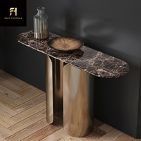 Table console ovale en marbre bronze de luxe moderne pour entrée, salon, villa ou meubles d'hôtel