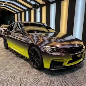Customized your own design Low Tack Quality Digital Printing top yellow bottom Car Wrap Vinyl black