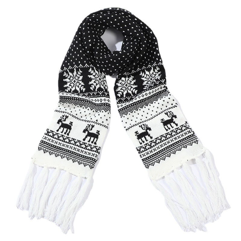 2021 высококачественный Рождественский акриловый женский шарф с оленем и снежинкой