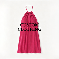 Robe mini sans manches à col halter et dos nu, coupe ample, style A-line, pour femmes, personnalisable OEM