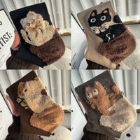 Chaussettes en peluche tendance pour enfants, chaudes pour l'automne et l'hiver, avec talon tridimensionnel, en polyester, cadeaux promotionnels originaux