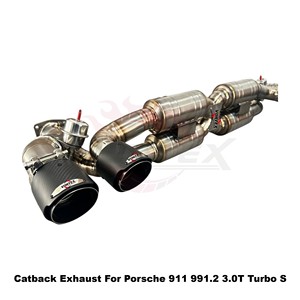 Vortex Lightweight Natural Titanium Valved Exhaust For Porsche 911 991.2 3.0T Turbo S Track Racing <b>Kit</b> - Product Image 5