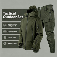 Ensemble veste et pantalon tactique Softshell camouflage coupe-vent chaud avec capuche pour homme – Idéal pour la randonnée et les activités de plein air