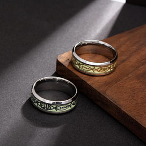 Roestvrijstalen Lichtgevende Hartslag Ring Ecg Paar Ring Eenvoudige Mode Fluorescerende Paar Sieraden Ring Voor Dames En Heren - Product Image 5