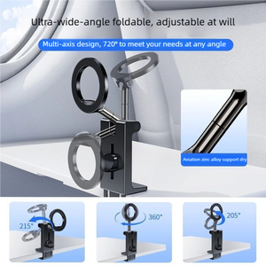 Magnetic Foldable Phone Stand Aviation Zinc Alloy Strong Neodymium Magnet 720 Degree Multi Axis <b>Rotation</b> for Car Desktop - Product Image 4