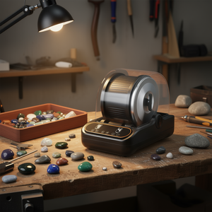 Polisseuse à tambour électrique 3 lb à moteur à entraînement direct pour polissage à l'eau avec couvercle en PC et tambour en TPU - Product Image 2